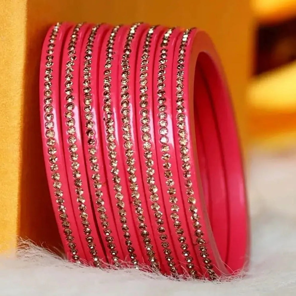 Best Lakh Bangle Set with Golden Stone