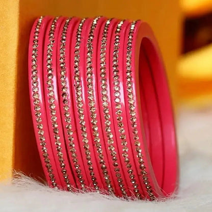 Best Lakh Bangle Set with Golden Stone