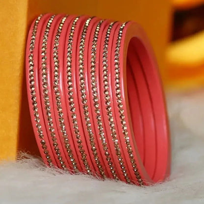 Best Lakh Bangle Set with Golden Stone