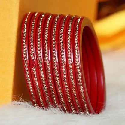 Best Lakh Bangle Set with Golden Stone