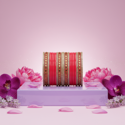 Beautiful Punjabi Lac Kundan Chuda For Bridal (Pack Of 20)