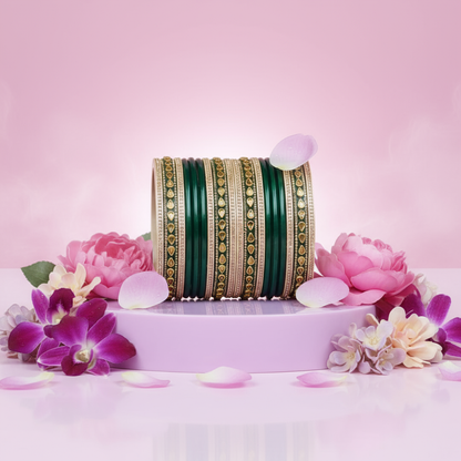 Beautiful Punjabi Lac Kundan Chuda For Bridal (Pack Of 20)