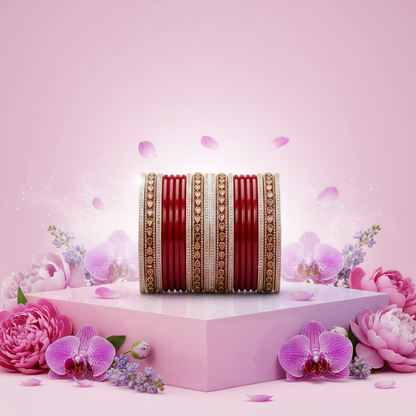 Beautiful Punjabi Lac Kundan Chuda For Bridal (Pack Of 20)