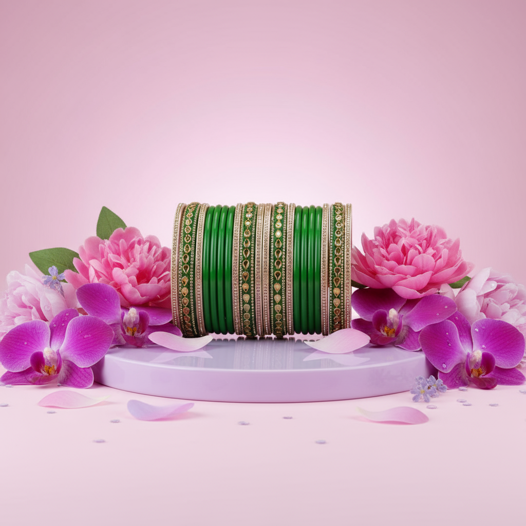 Beautiful Punjabi Lac Kundan Chuda For Bridal (Pack Of 20)