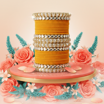 Punjabi Wedding Bangles Set With Beautiful Mirror Work Kada