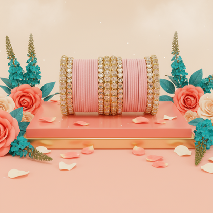 Punjabi Wedding Bangles Set With Beautiful Mirror Work Kada