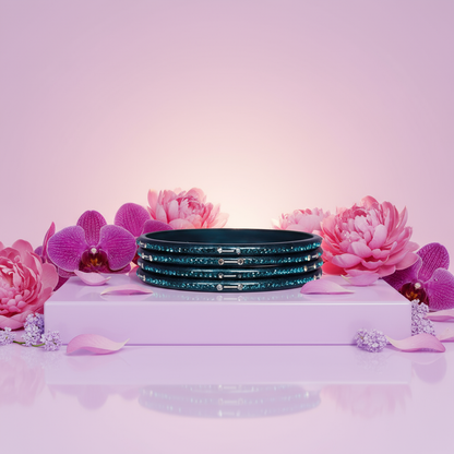 Rajasthani Lac Chudi With Beautiful Rhinestone Design (Pack of 4)