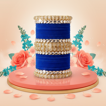 Punjabi Wedding Bangles Set With Beautiful Mirror Work Kada