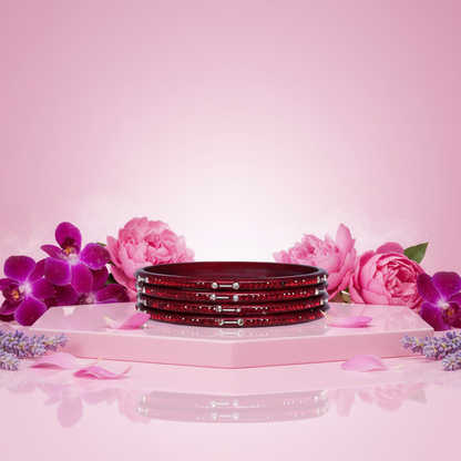 Rajasthani Lac Chudi With Beautiful Rhinestone Design (Pack of 4)