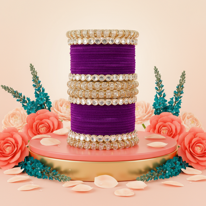 Punjabi Wedding Bangles Set With Beautiful Mirror Work Kada