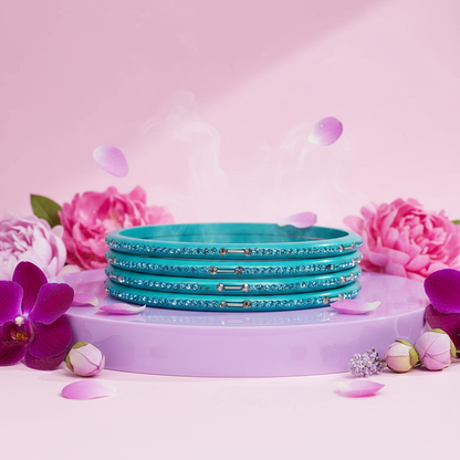 Rajasthani Lac Chudi With Beautiful Rhinestone Design (Pack of 4)