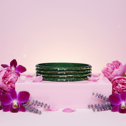 Rajasthani Lac Chudi With Beautiful Rhinestone Design (Pack of 4)