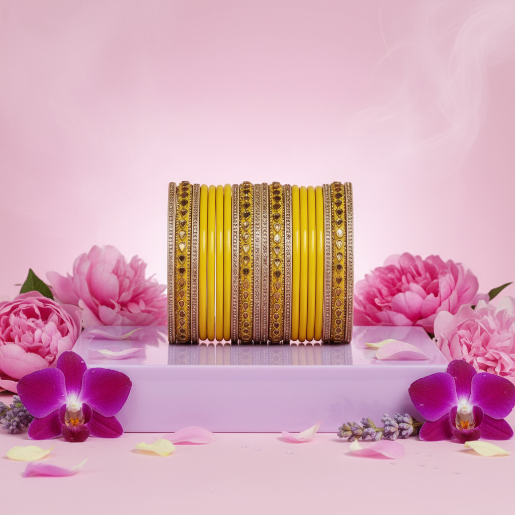 Beautiful Punjabi Lac Kundan Chuda For Bridal (Pack Of 20)